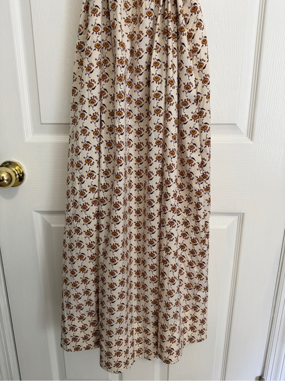 NWT. Tory Burch Cream and Brown Floral Midi Dress - Picture 4 of 13